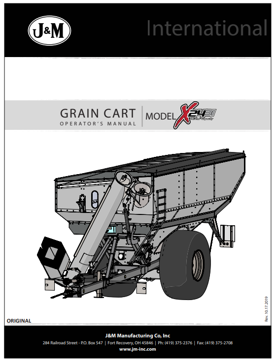 J&M x2431 chaser bin operator's manual - Universal Farming Services Australia